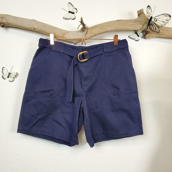 Ralph lauren navy blue belted twill shorts - Picture 1 of 7
